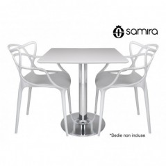 TQ08ROPA - Tavolo quadrato 70x70 bianco, tavolino da bar mod. Romeo - 