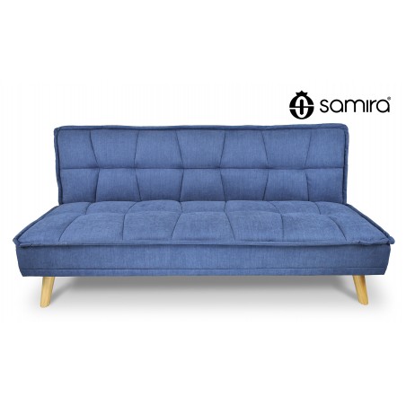 DL-BA07FBC - Divano letto clic clac in tessuto vellutato blu, divano 3 posti mod. Bart - 