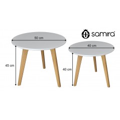 TS08TWPL - Tavolini da salotto mod. Twins con top bianco in mdf e piedi in legno - 