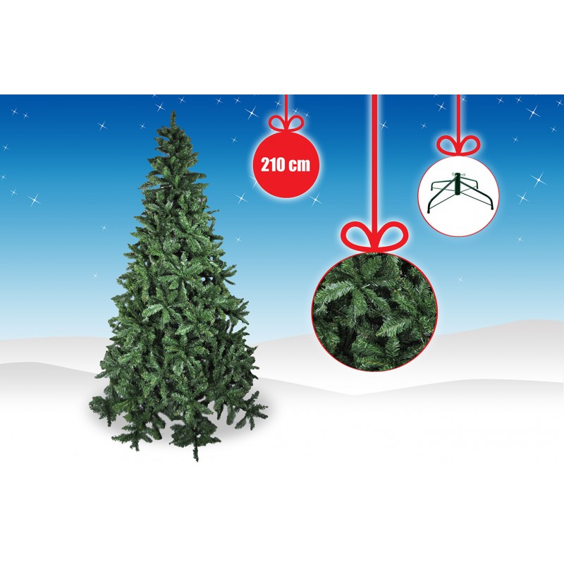 DE 97591 - Albero di Natale artificiale con rami folti - pino sintetico verde altezza 210 cm - 