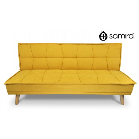 DL-BA16FBC - Divano letto clic clac in tessuto vellutato giallo, divano 3 posti mod. Bart -