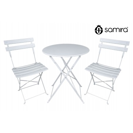 Set tavolo e sedie da giardino pieghevoli, set tavolo e sedie da esterno bianco mod. Positano