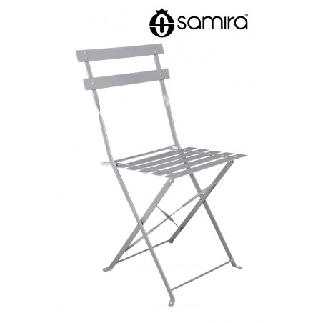 Sedia pieghevole da giardino in metallo grigio, sedia richiudibile mod. Amalfi