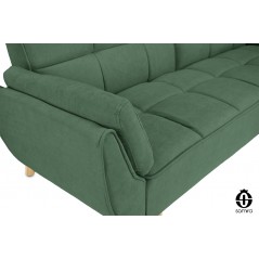 Divano letto clic clac in tessuto vellutato verde abete - divano 3 posti mod. Ambra piedi legno naturale